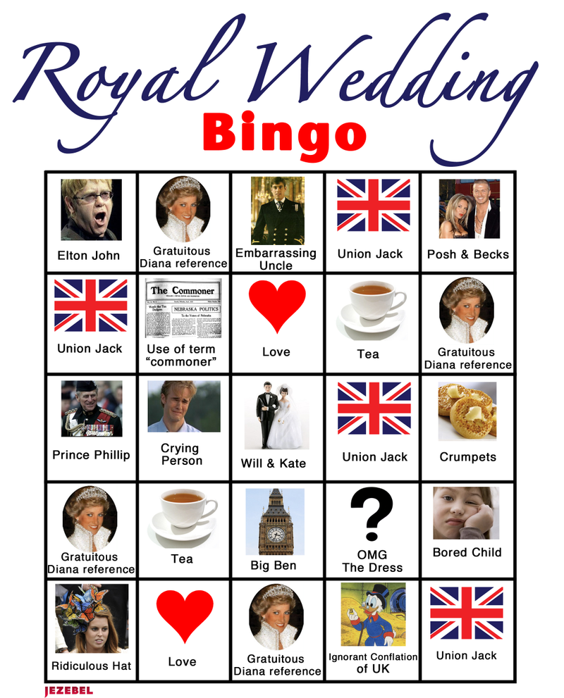 Illustration for article titled Royal Wedding Bingo